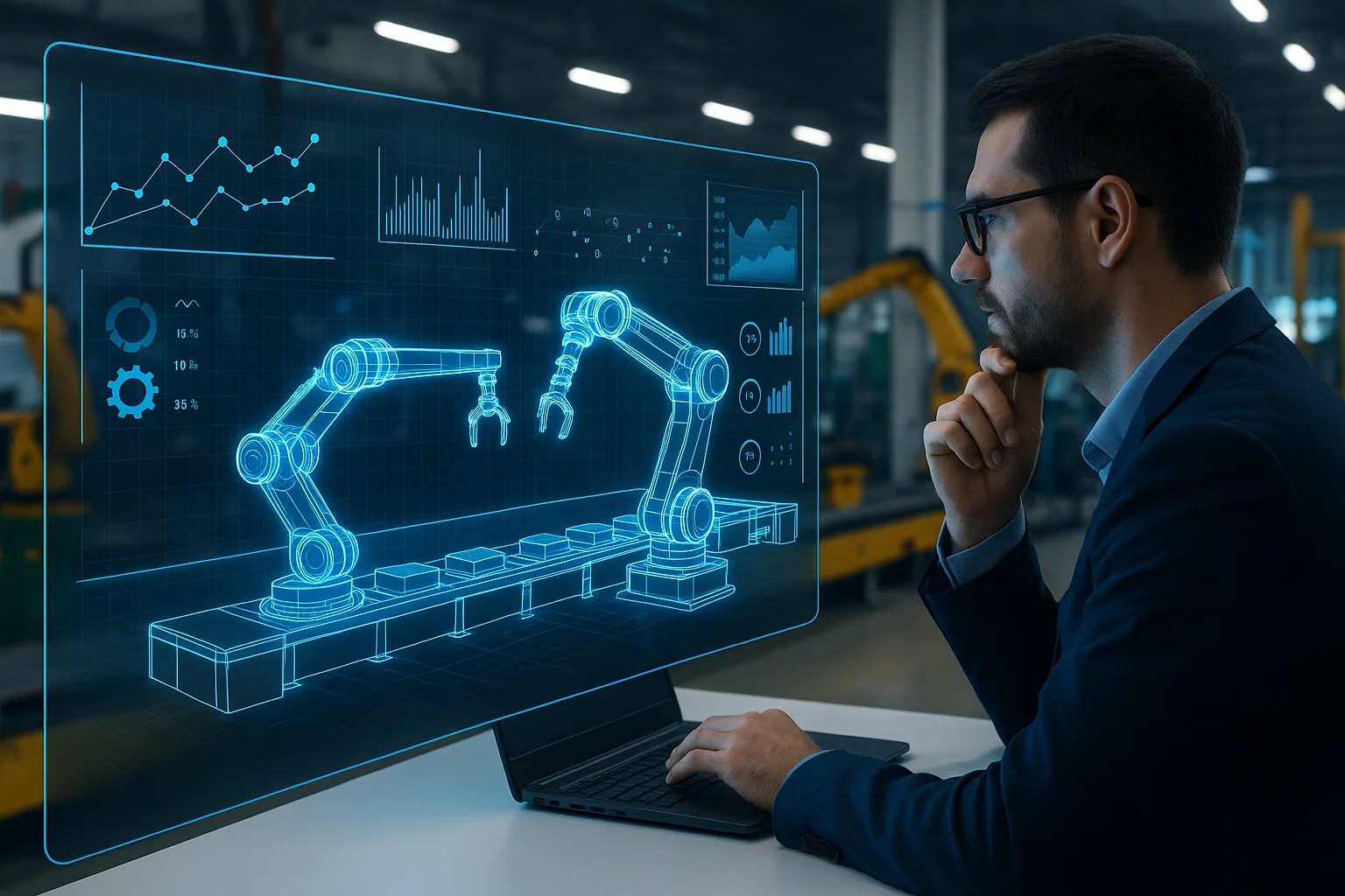 3D digital twin simulation of an automotive production line